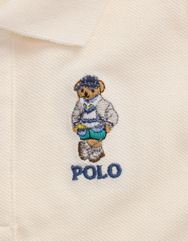 Baby Boys Bear Polo Shirt in Ivory