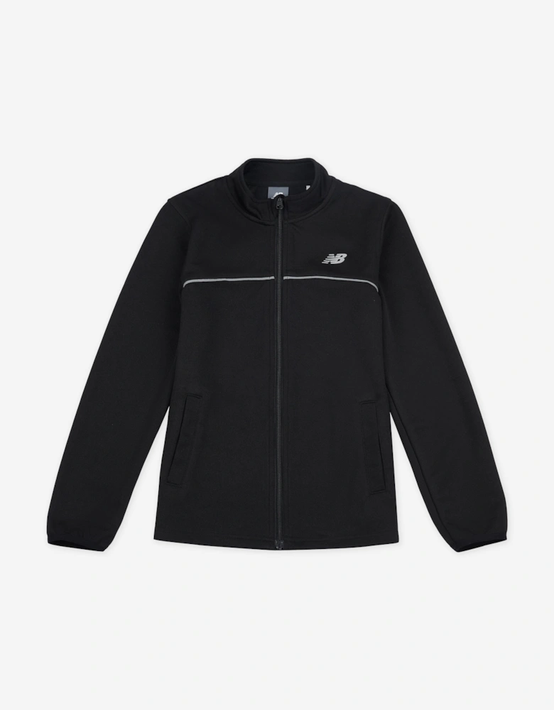 Boys Tricot Funnel Zip Up Top in Black