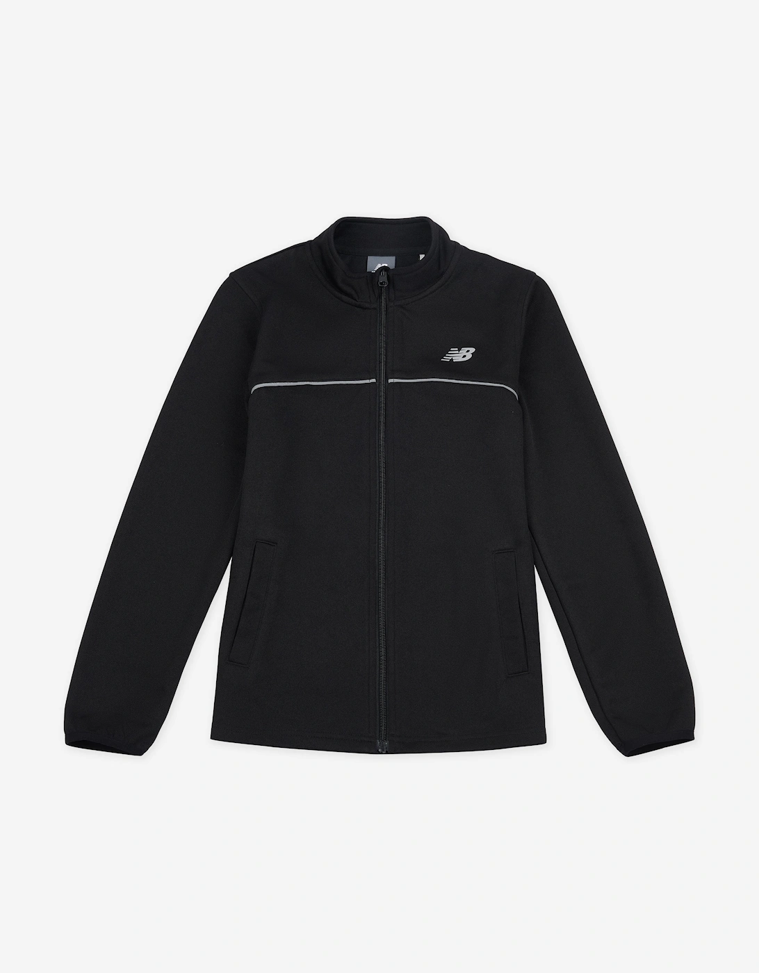 Boys Tricot Funnel Zip Up Top in Black