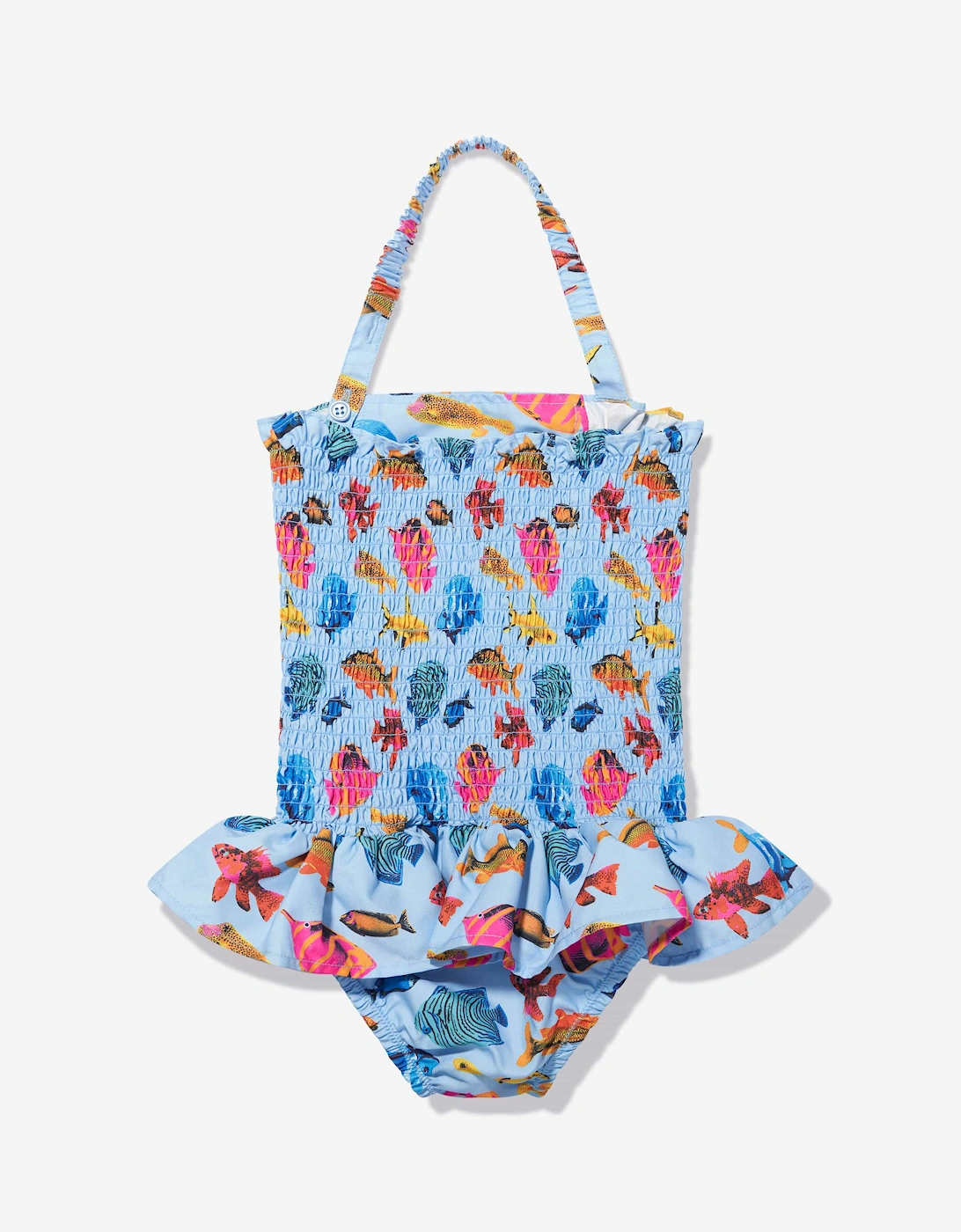 Girls Tropical Fish Ruched Swimsuit in Multicolour