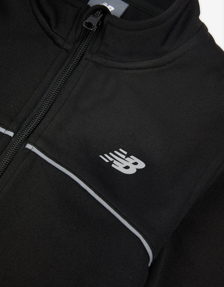 Boys Tricot Funnel Zip Up Top in Black