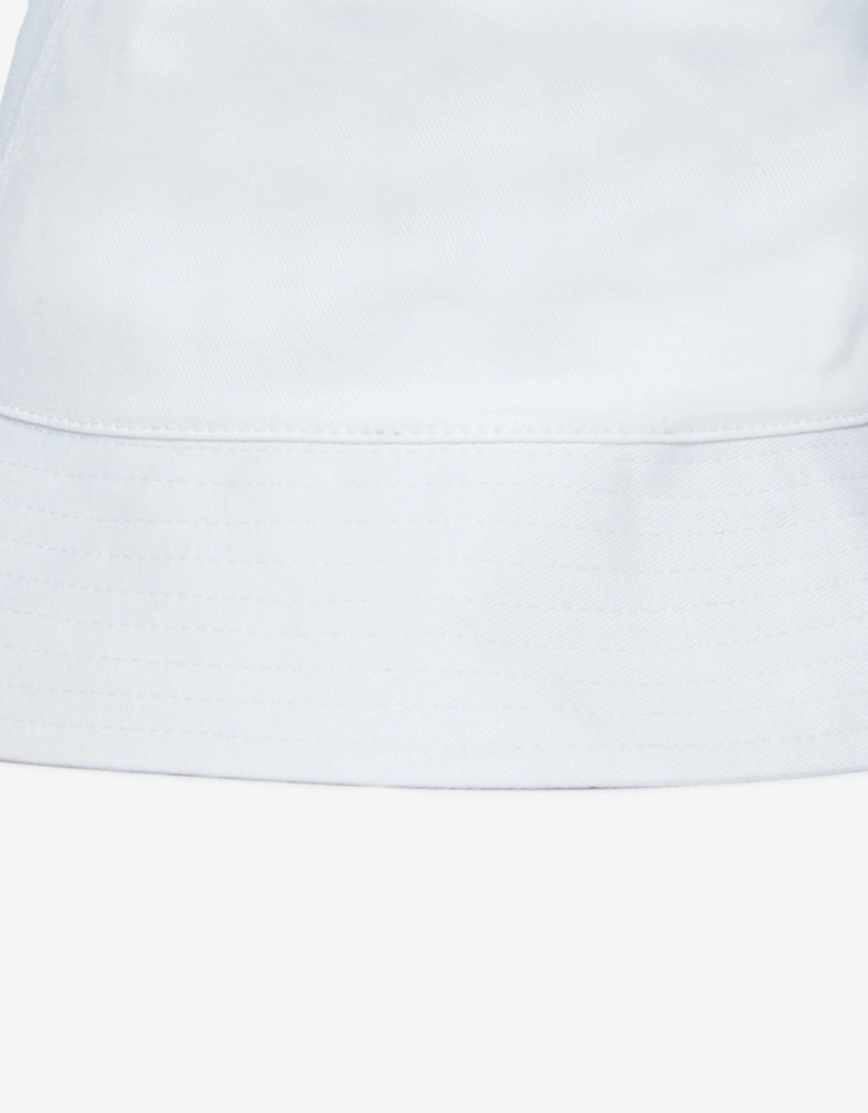Girls Gabardine Flower Bucket Hat in White