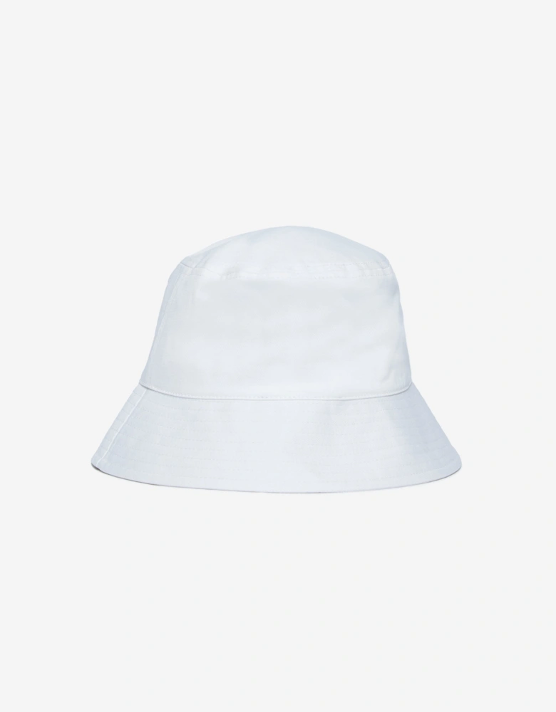 Girls Gabardine Flower Bucket Hat in White