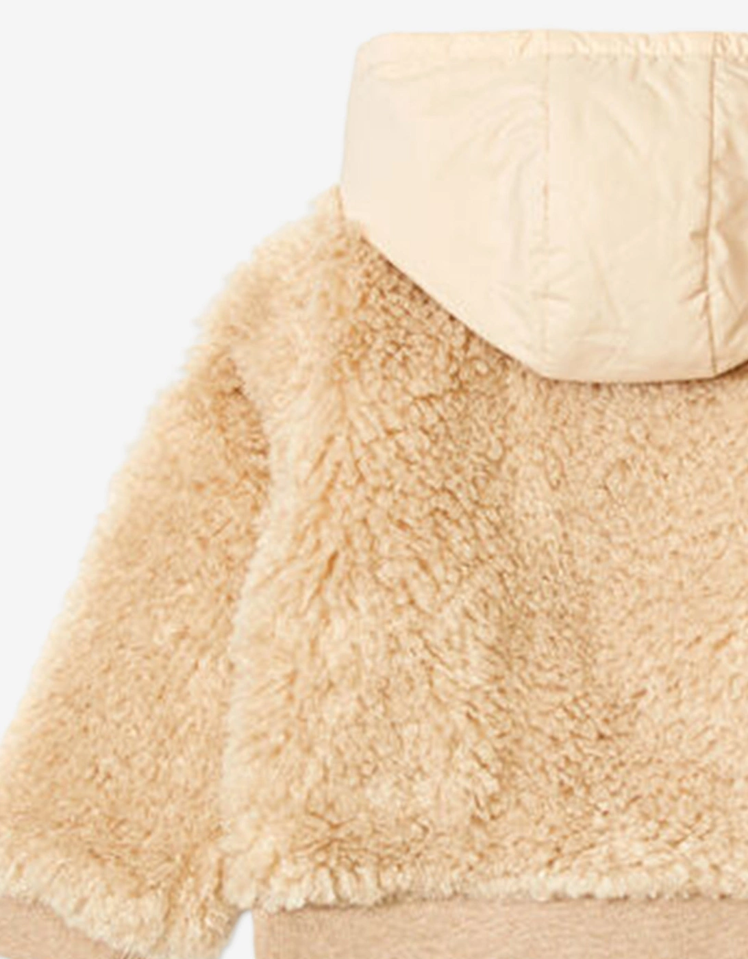 Girls Teddy Fleece Zip Up Cardigan in Beige