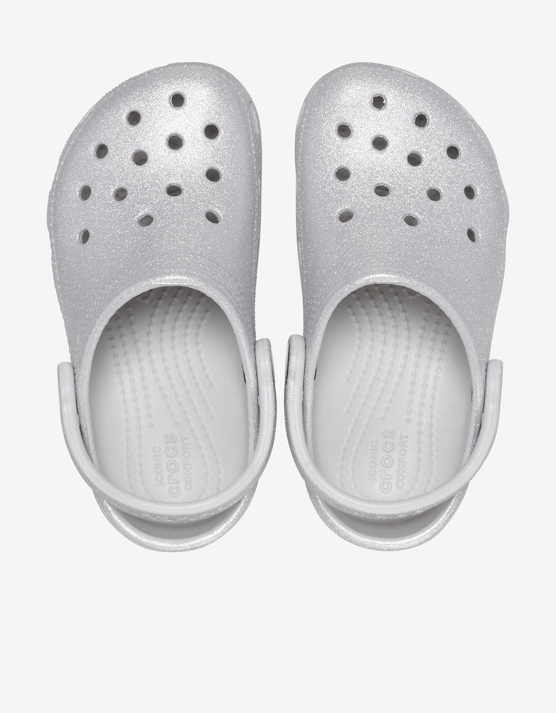 Girls Classic Glitter Clog in Silver
