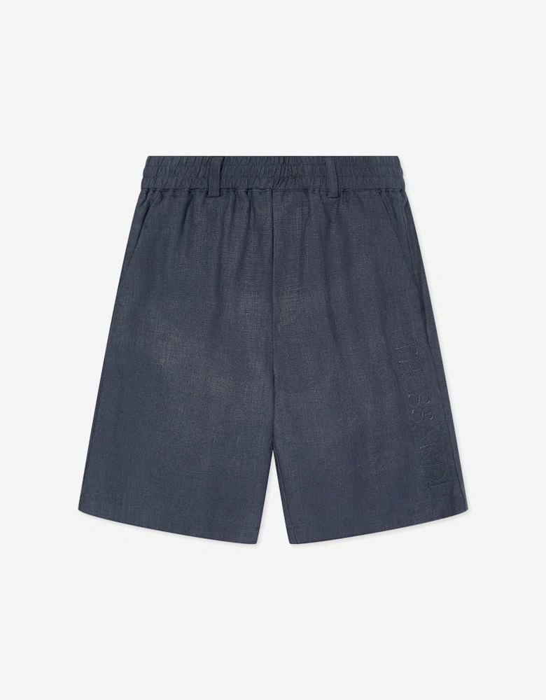 Boys Nauta Linen Bermuda Shorts in Blue