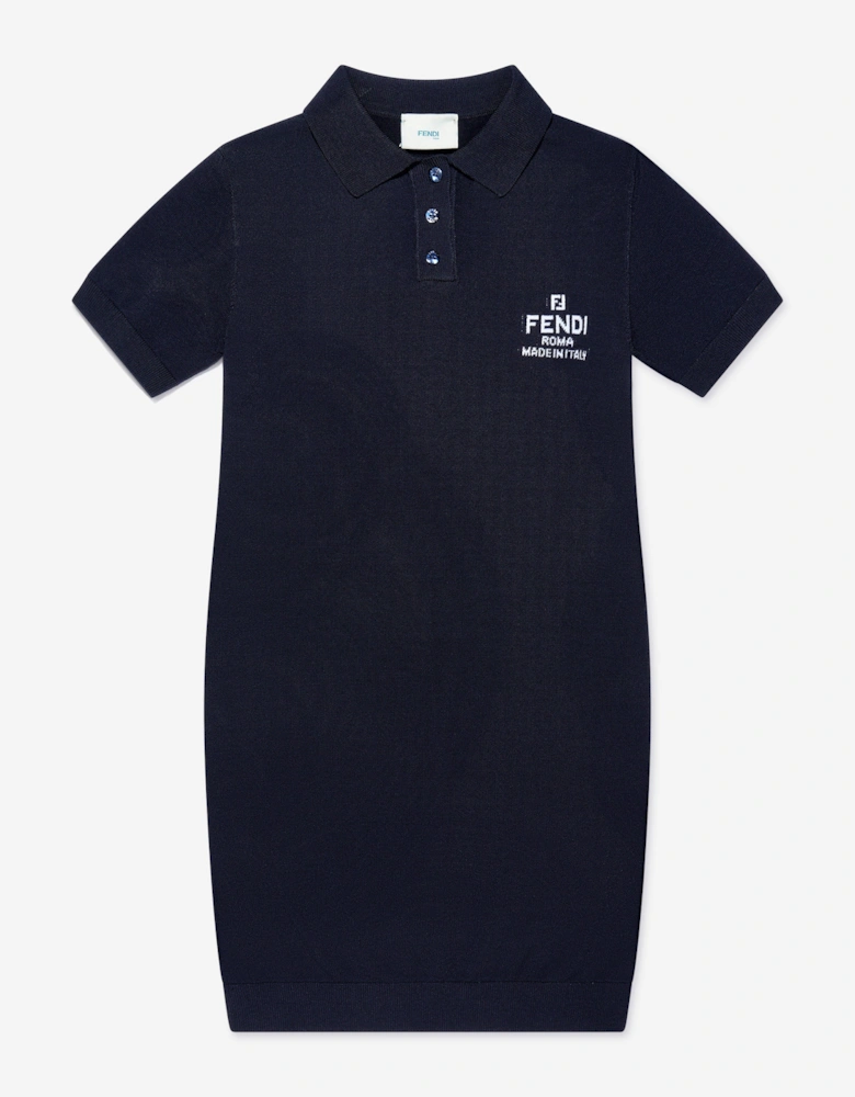 Girls Logo Dress in Navy