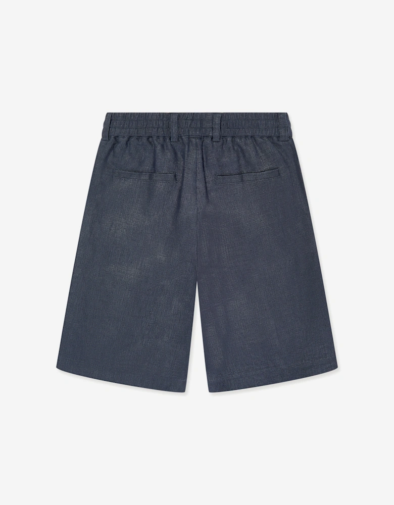 Boys Nauta Linen Bermuda Shorts in Blue