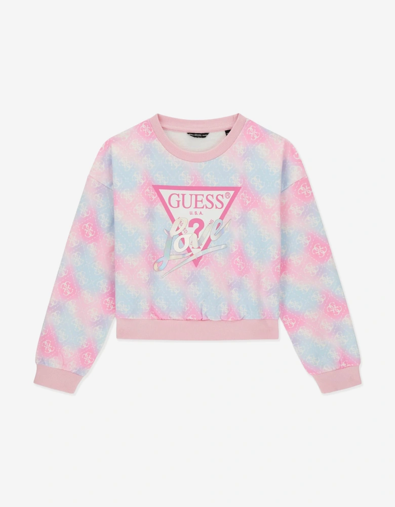 Girls Cropped Logo Sweatshirt in Multicolour
