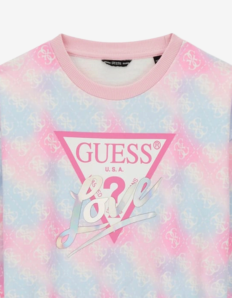 Girls Cropped Logo Sweatshirt in Multicolour