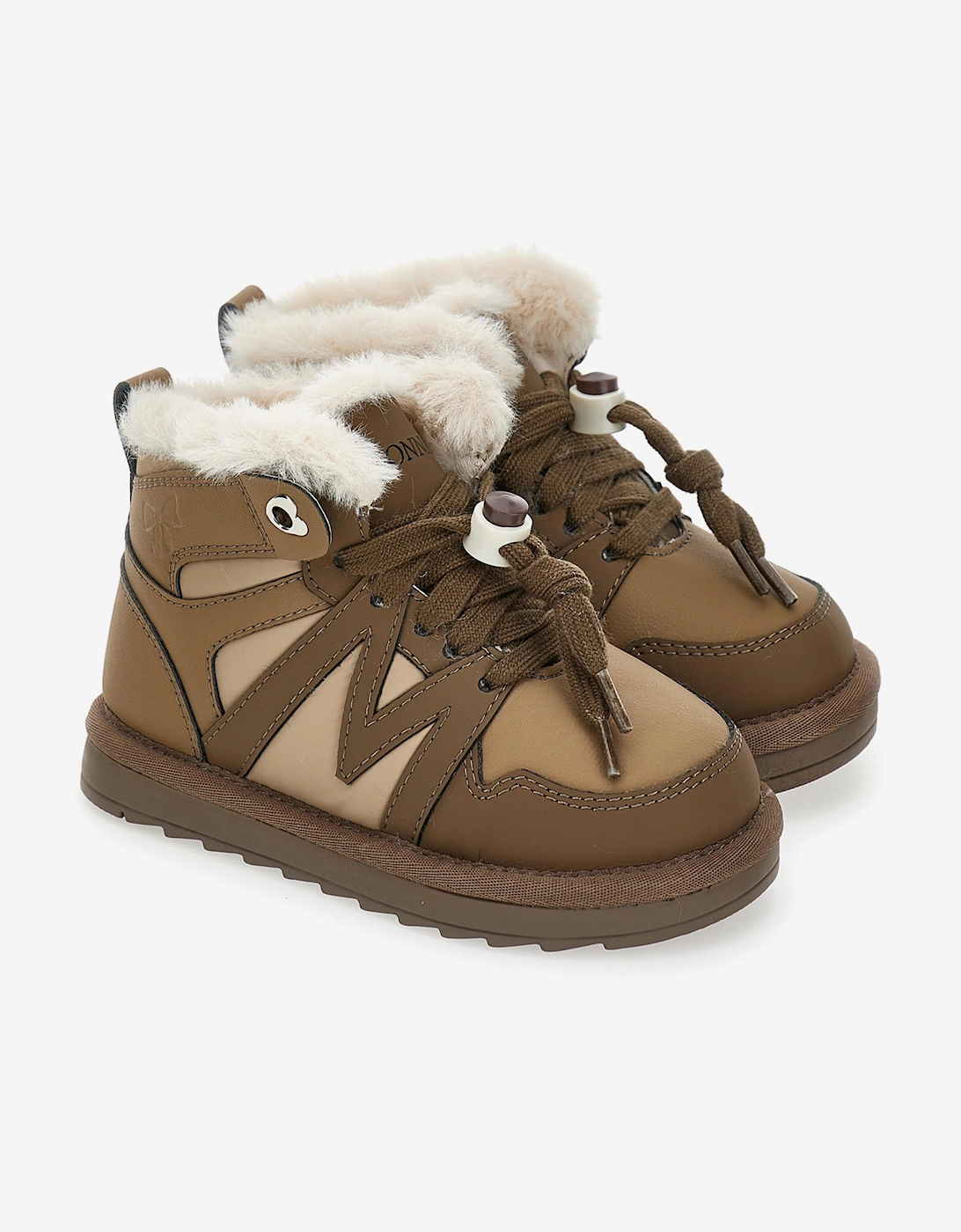 Girls Logo Lace Up Boots in Brown