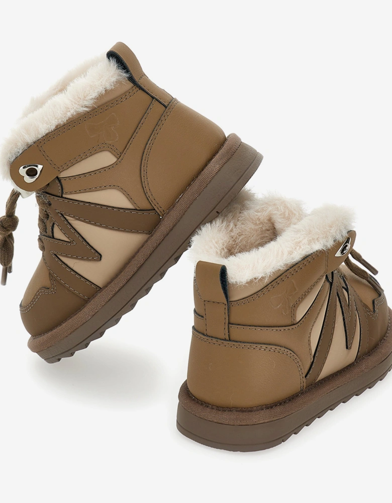 Girls Logo Lace Up Boots in Brown