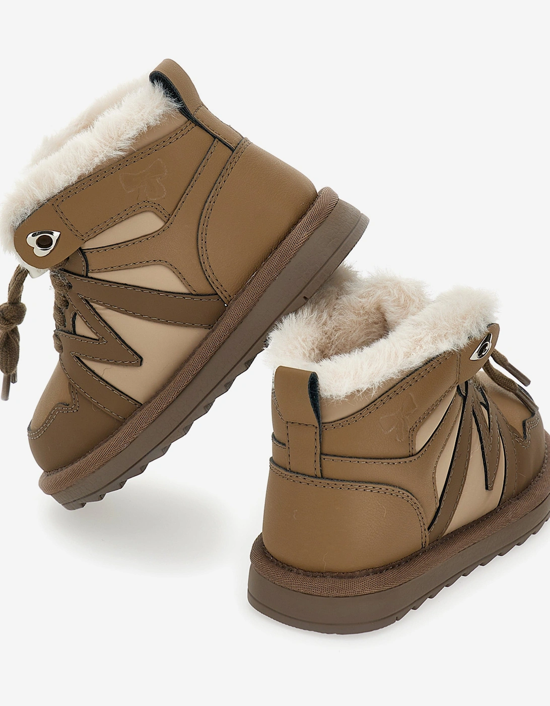 Girls Logo Lace Up Boots in Brown