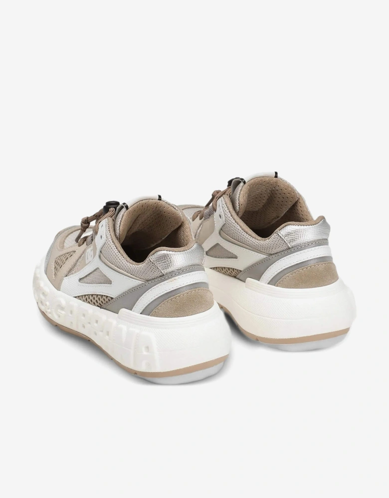 Boys Logo Lace Up Trainers in Beige