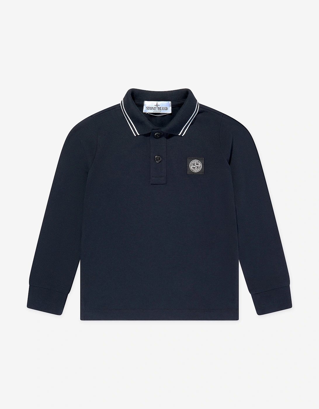 Boys Long Sleeve Logo Polo Shirt in Navy, 5 of 4