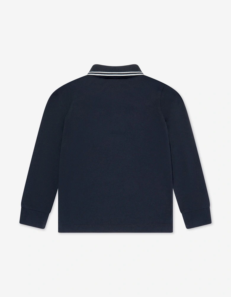 Boys Long Sleeve Logo Polo Shirt in Navy