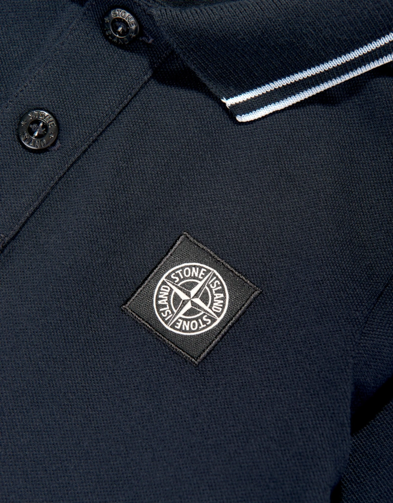 Boys Long Sleeve Logo Polo Shirt in Navy