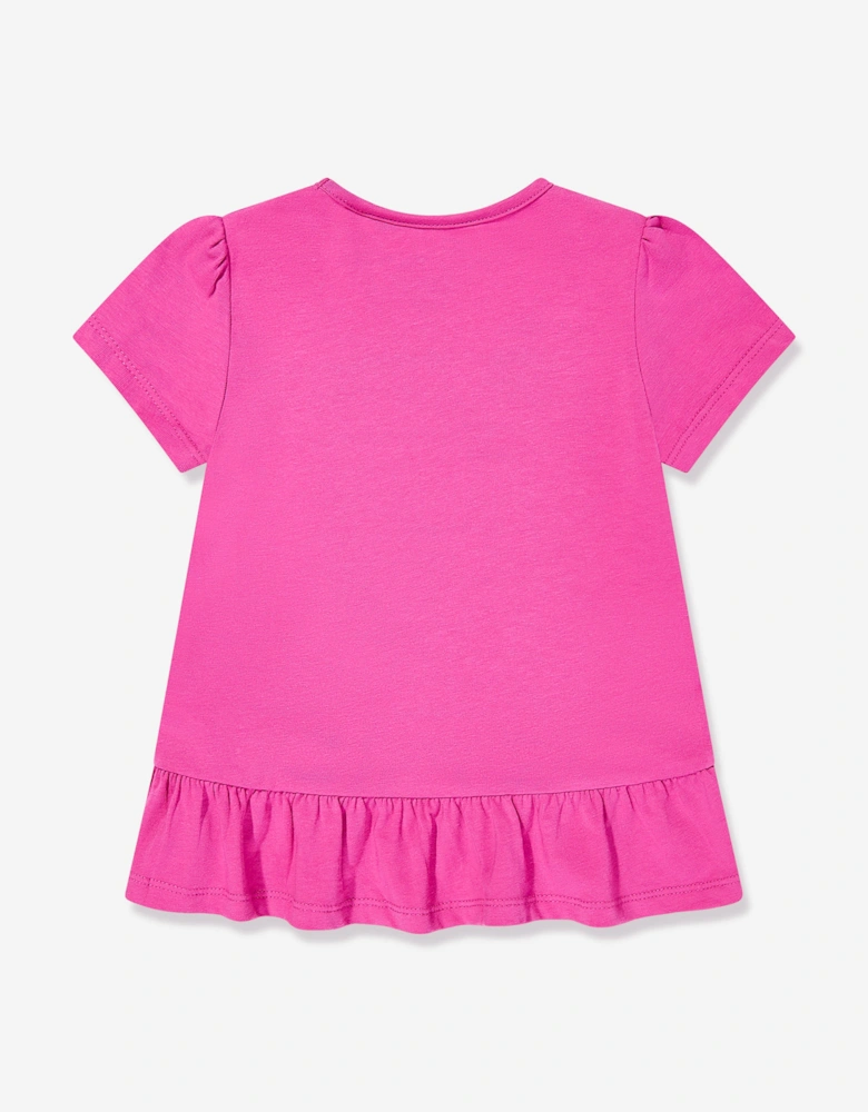 Girls Floral Logo T-Shirt in Pink