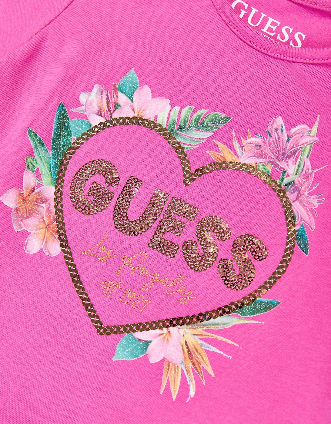 Girls Floral Logo T-Shirt in Pink