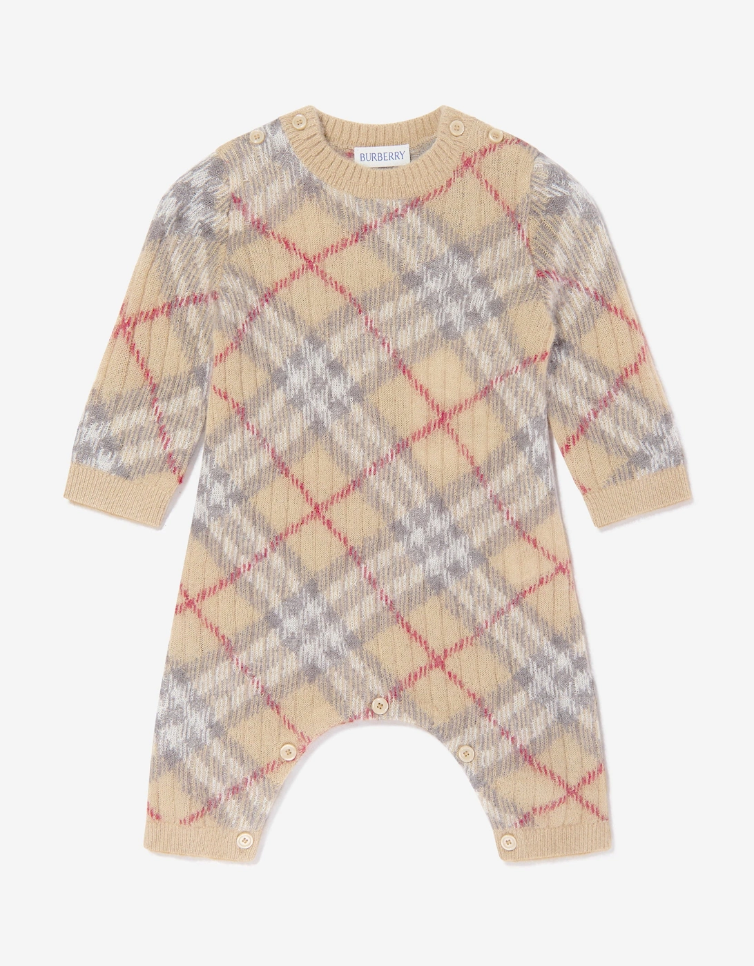 Baby Camillo Rib Check Romper in Beige, 5 of 4
