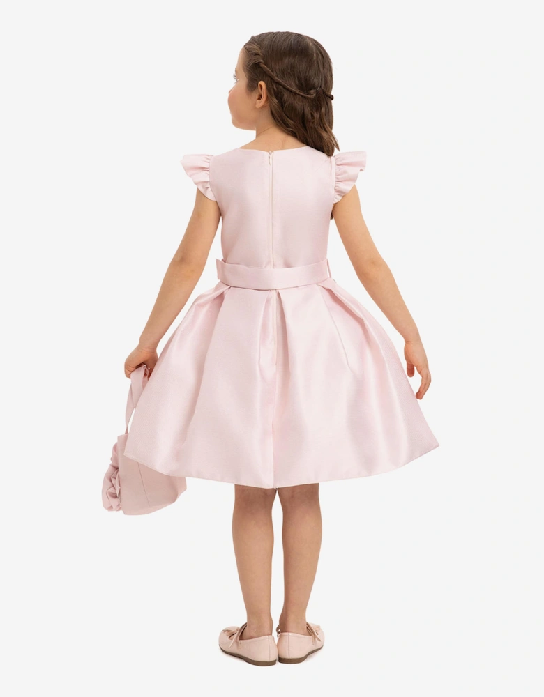 Girls Dress with Matching Floral Bag in Pink