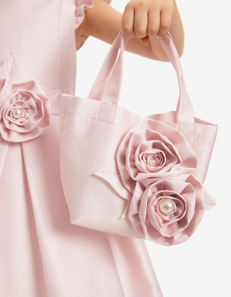 Girls Dress with Matching Floral Bag in Pink
