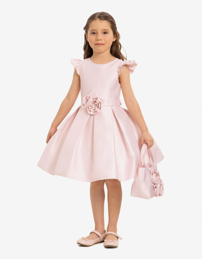 Girls Dress with Matching Floral Bag in Pink