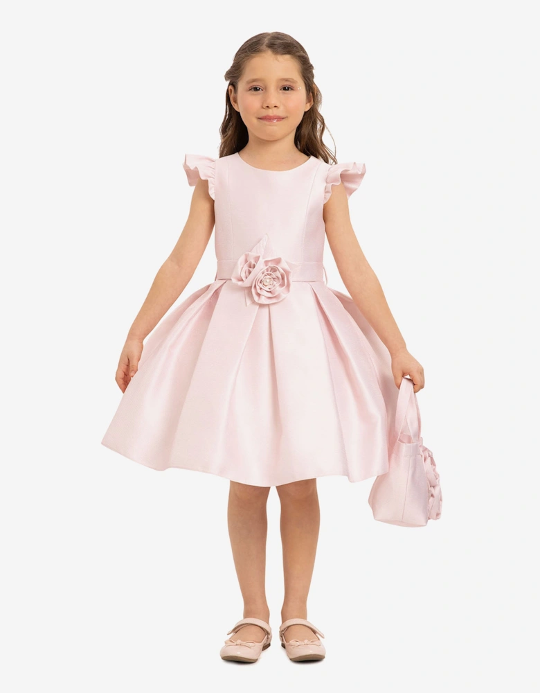 Girls Dress with Matching Floral Bag in Pink