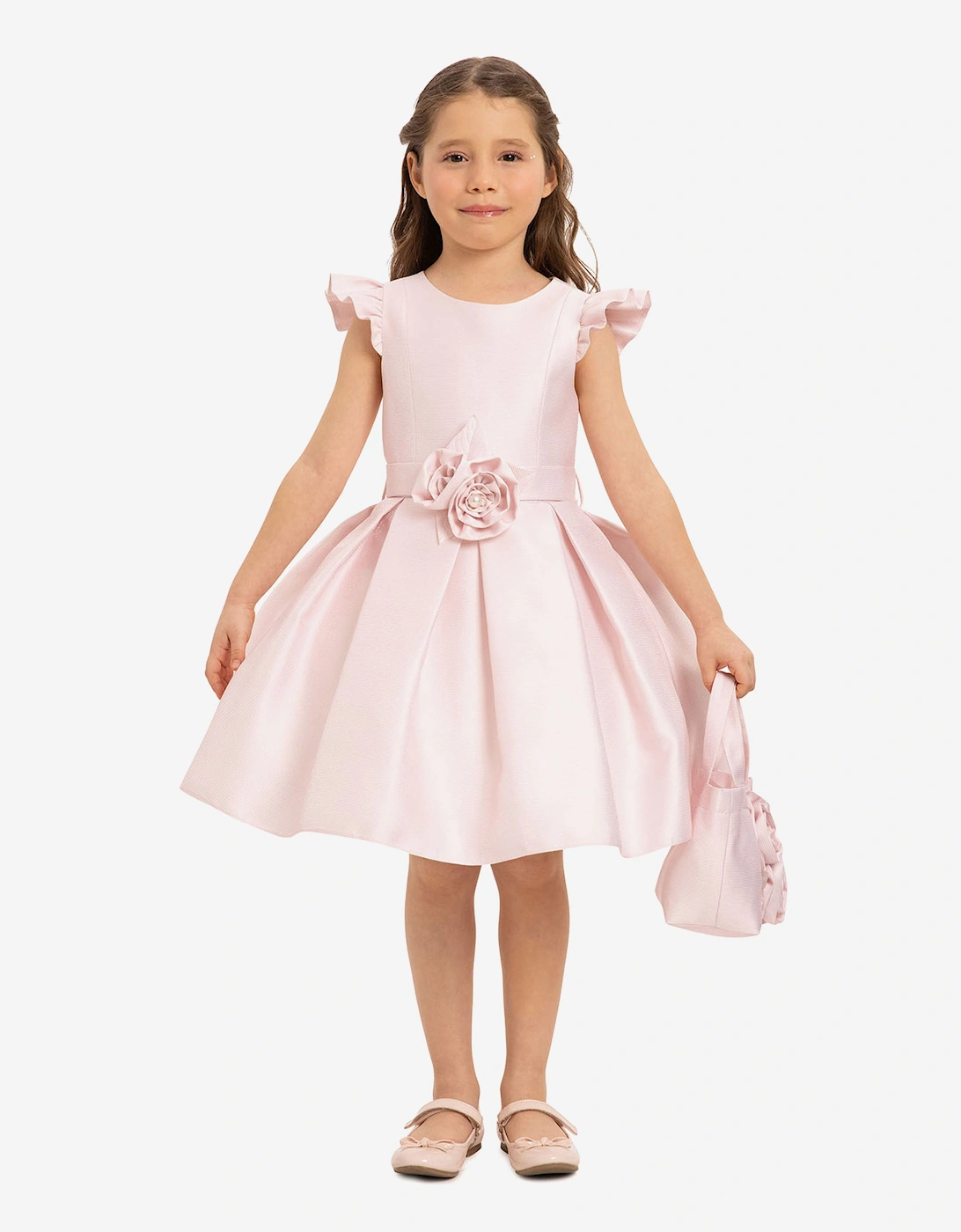 Girls Dress with Matching Floral Bag in Pink, 7 of 6