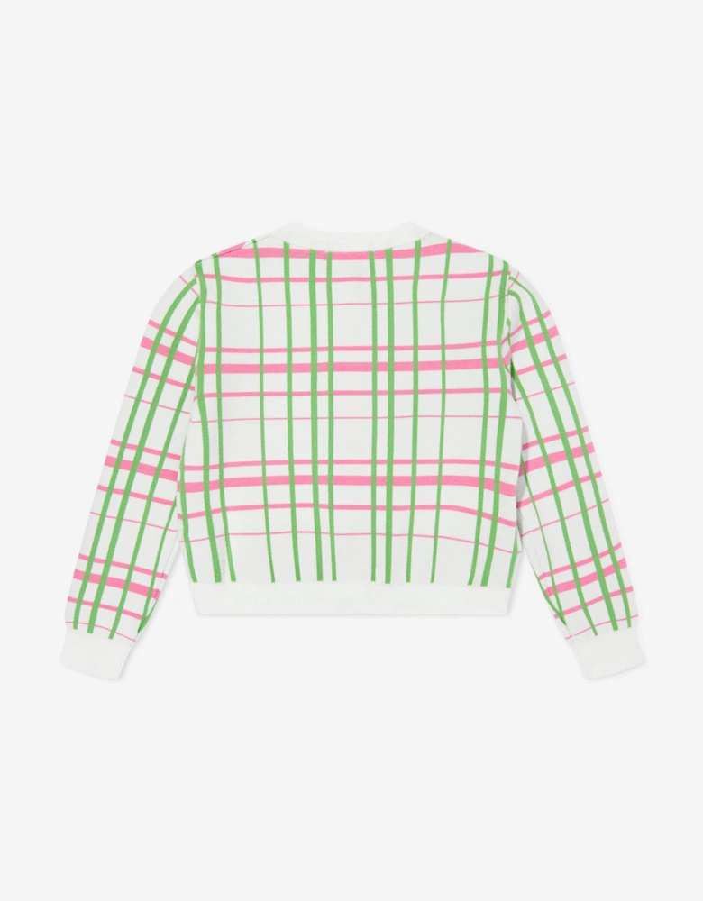 Girls Jacquard Check Knitted Cardigan in Multicolour