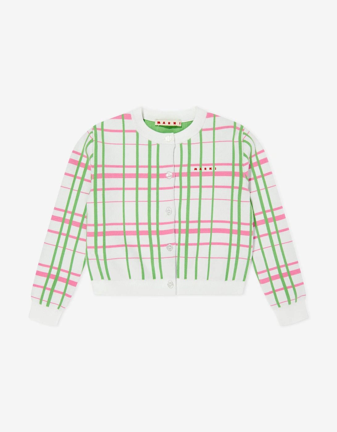 Girls Jacquard Check Knitted Cardigan in Multicolour, 5 of 4