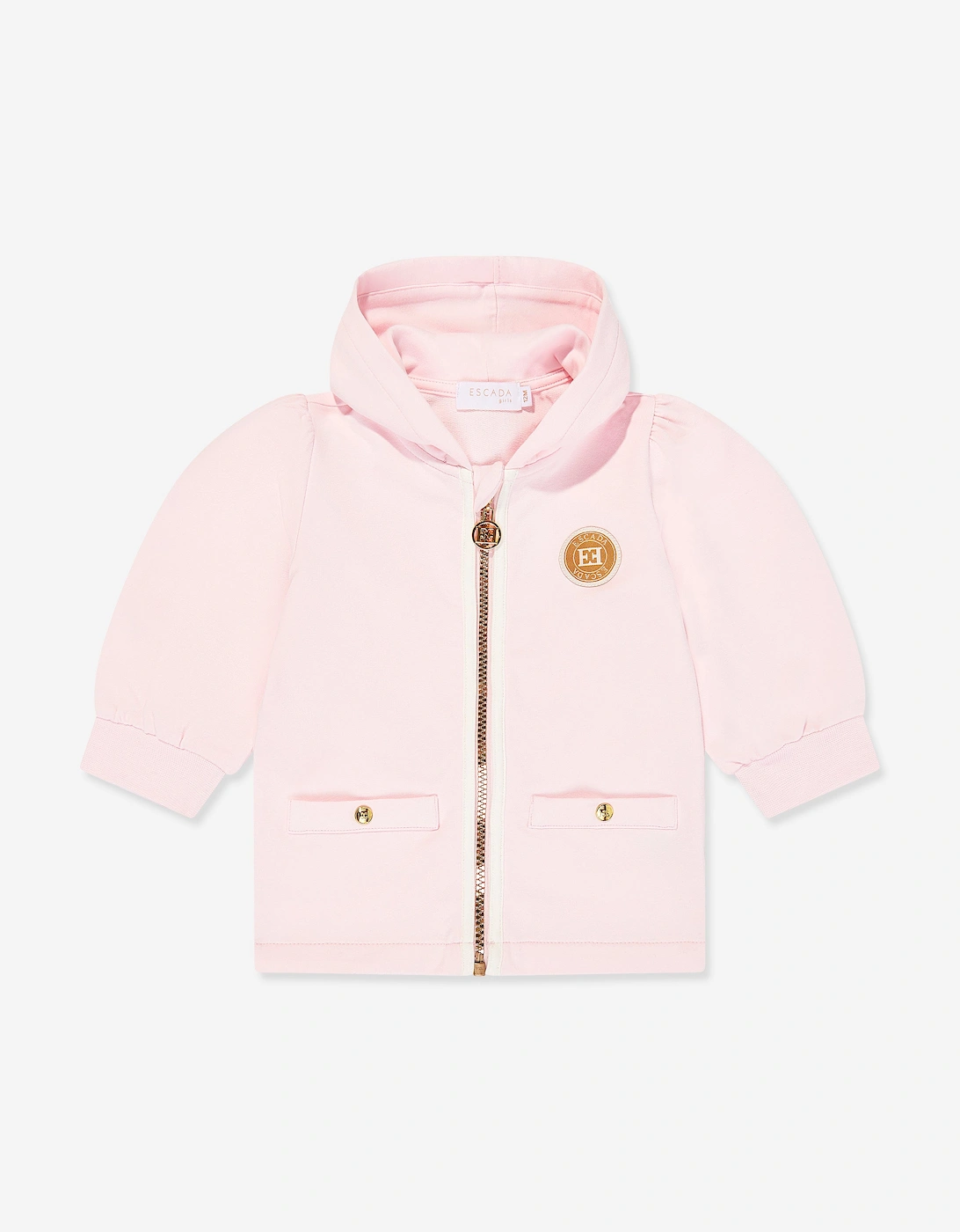 Baby Girls Logo Badge Zip Up Top in Pink, 5 of 4
