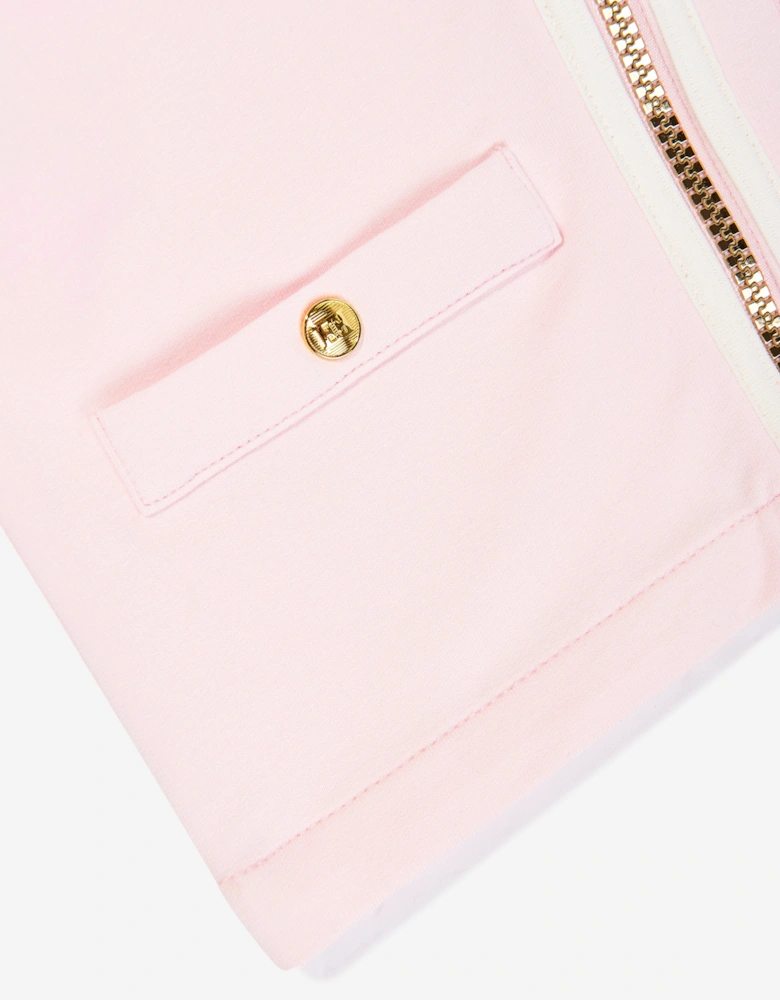 Baby Girls Logo Badge Zip Up Top in Pink