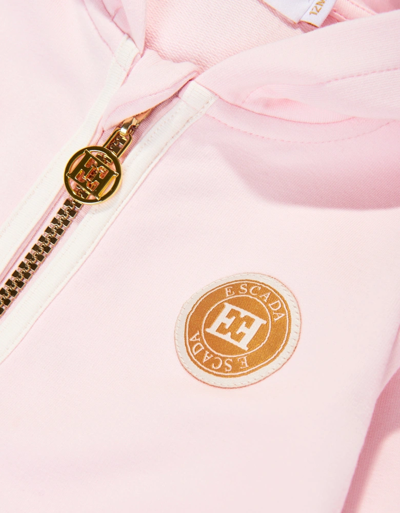 Baby Girls Logo Badge Zip Up Top in Pink