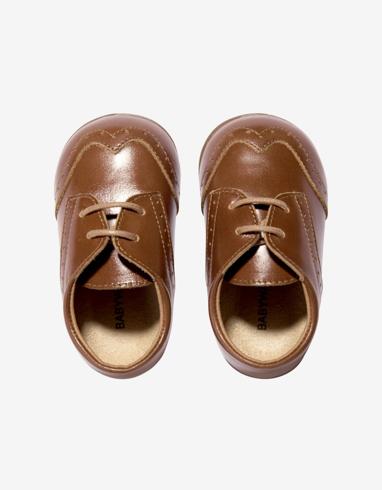 BABYWALKER Baby Boys Leather Lace Up Shoes in Brown