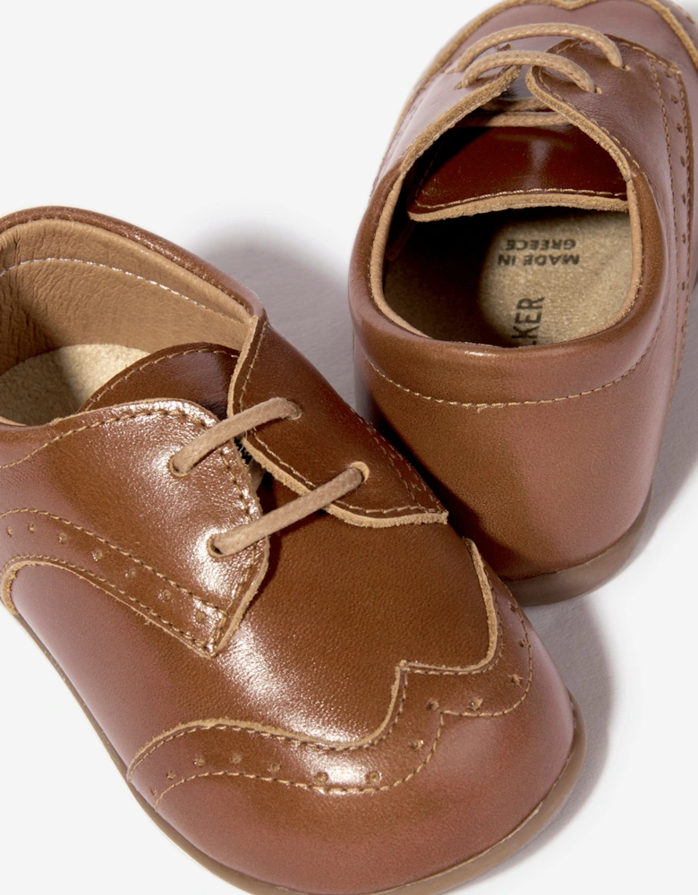 BABYWALKER Baby Boys Leather Lace Up Shoes in Brown