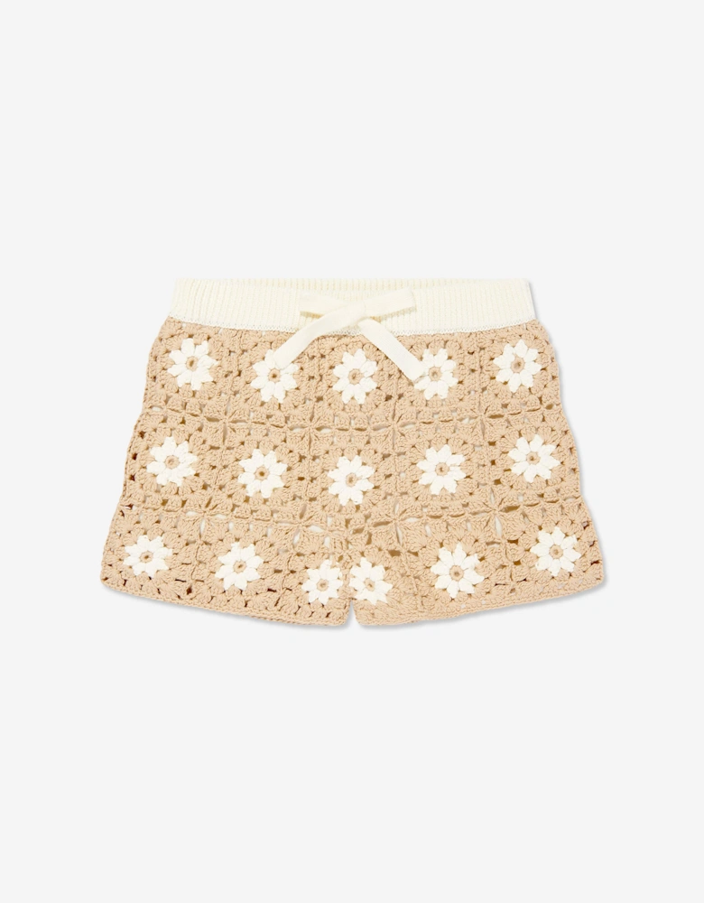 Girls Cascadian Crochet Shorts in Ivory