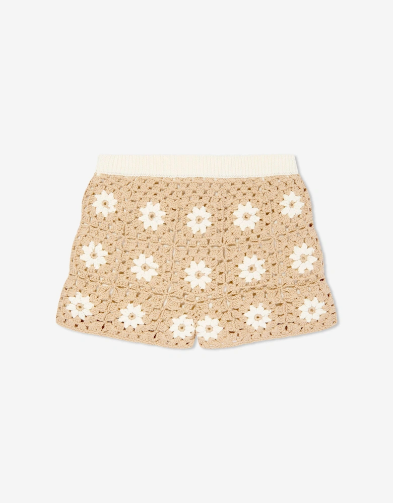 Girls Cascadian Crochet Shorts in Ivory