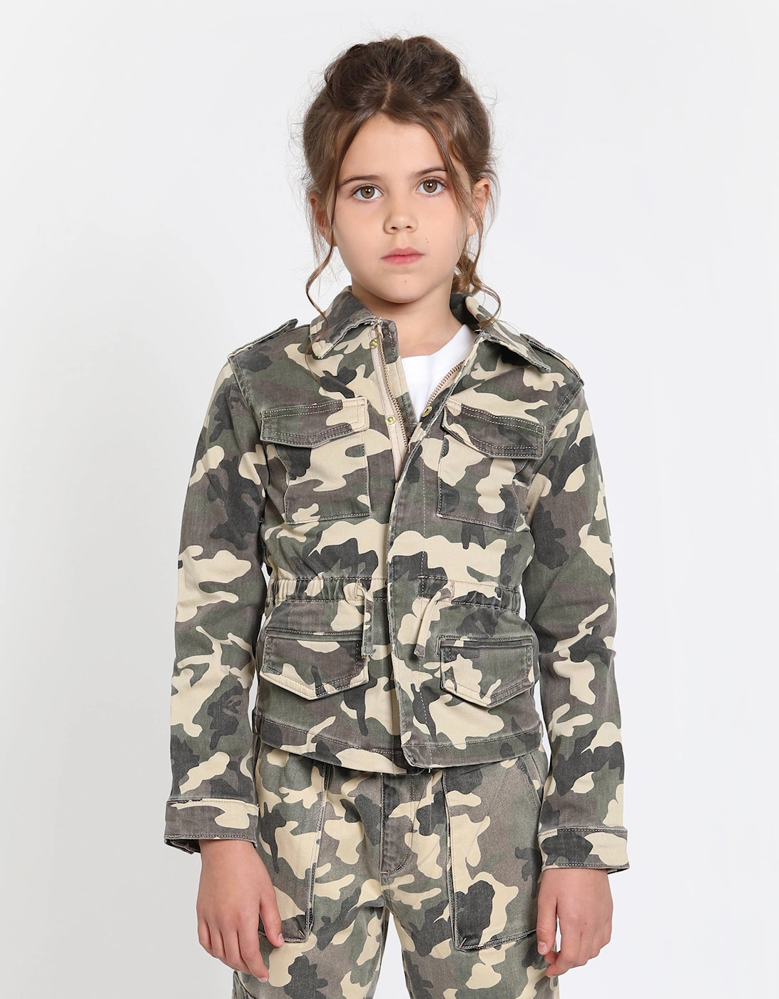 Girls Rocco Camouflage Jacket in Green, 7 of 6