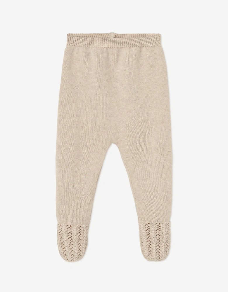 Baby Girls Knitted 2 Piece Babygrow Set in Beige
