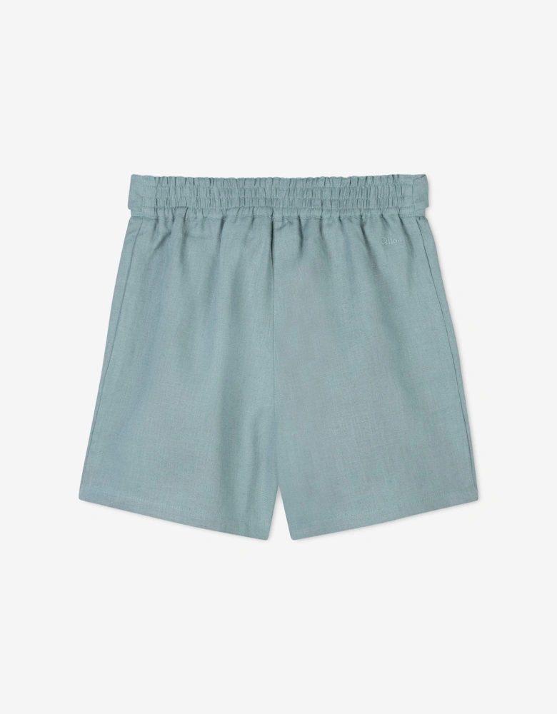 Girls Linen Shorts in Blue