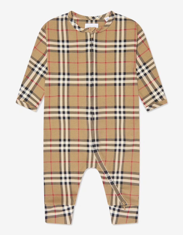 Baby Claude Romper Set in Archive Beige Check