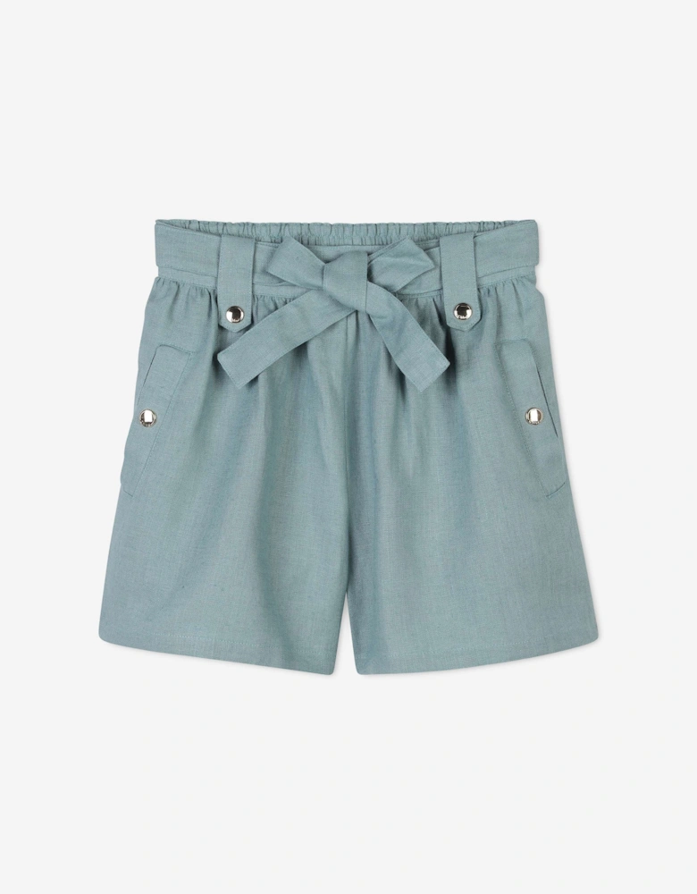 Girls Linen Shorts in Blue