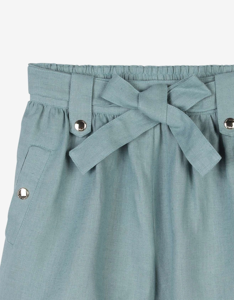 Girls Linen Shorts in Blue