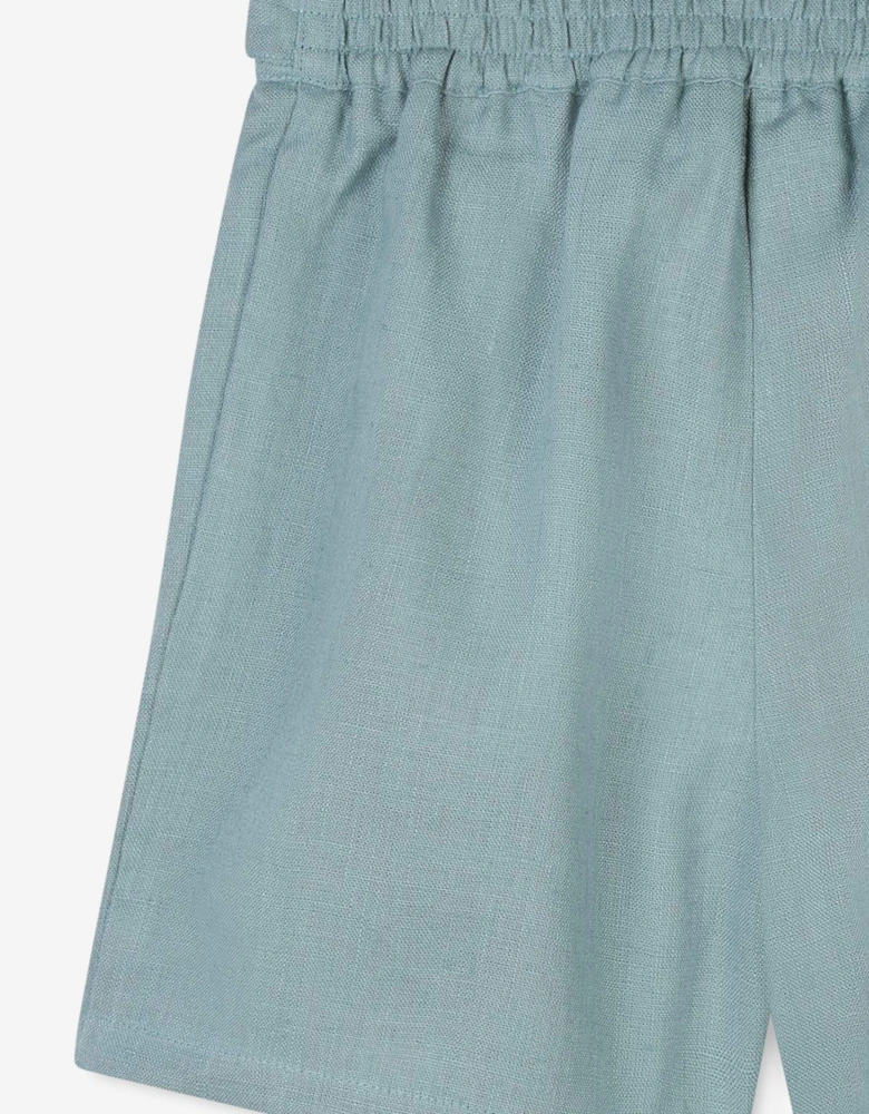 Girls Linen Shorts in Blue
