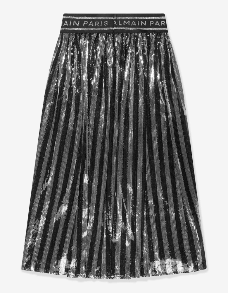 Girls Pleated Skirt in Silver