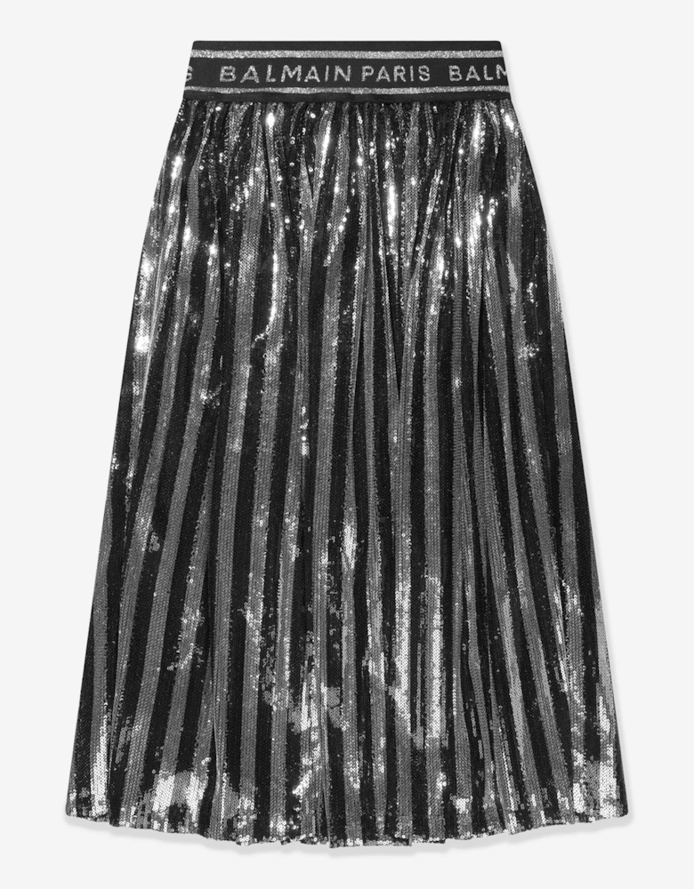 Girls Pleated Skirt in Silver