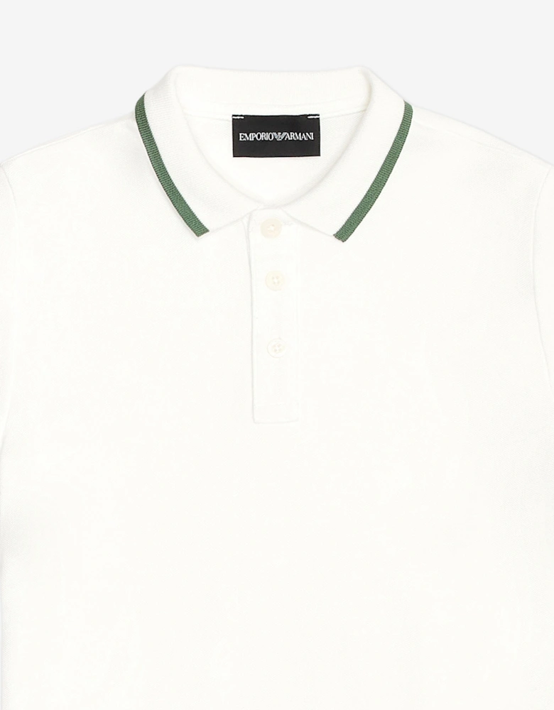 Boys Logo Tape Polo Shirt in Ivory