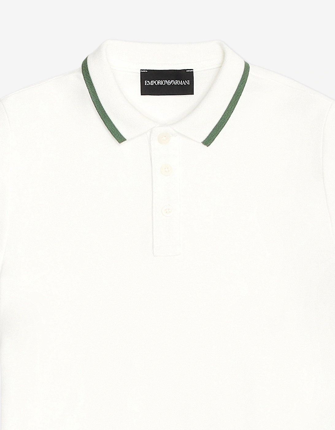 Boys Logo Tape Polo Shirt in Ivory