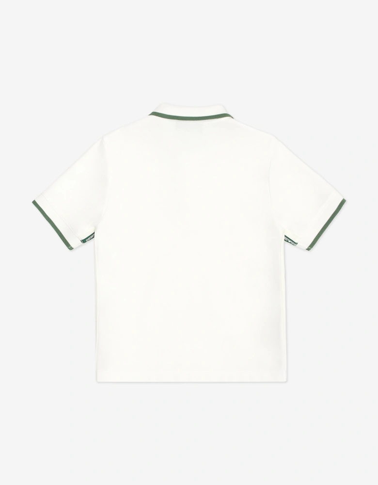Boys Logo Tape Polo Shirt in Ivory